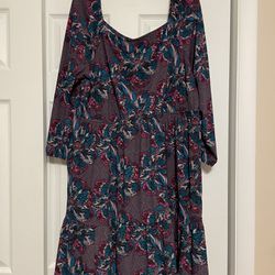 Brand New Lane Bryant Purple Floral Print Dress - Size 22/24