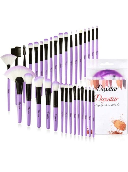 Cosmetic Makeup Brush Set Purple 32 PCs No-shed Brush Hair