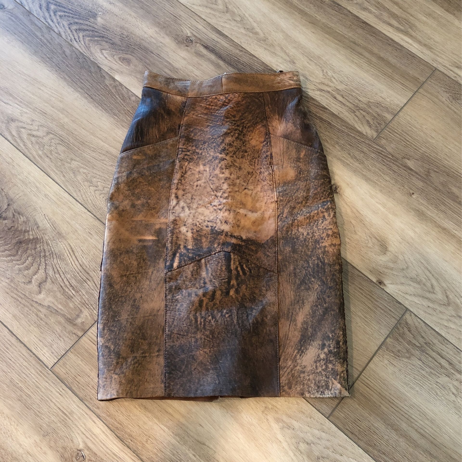 Kasini Brown Leather Like Skirt