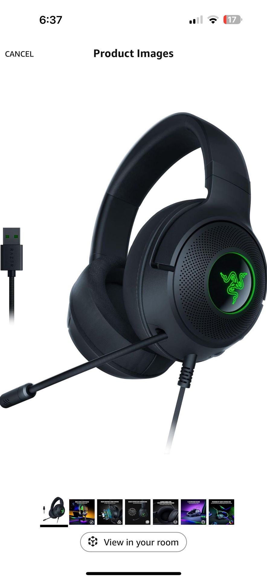 Razer Kraken V3 X Wired USB Gaming Headset: Lightweight