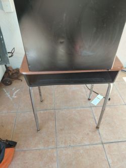 Mini fridge and a school desk together 30 bucks.