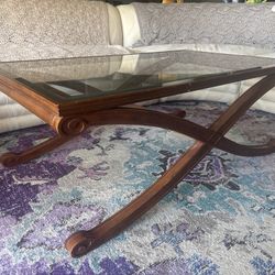 Glass Top Solid Wood Coffee Table – Must Go 