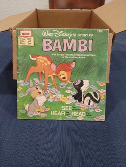 1977 Walt Disney Story Of Bambi Read Along Book Missing Cassette Tape
