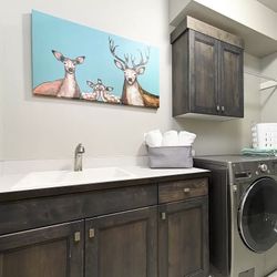 Large Canvas Deer Family And Flower Pic