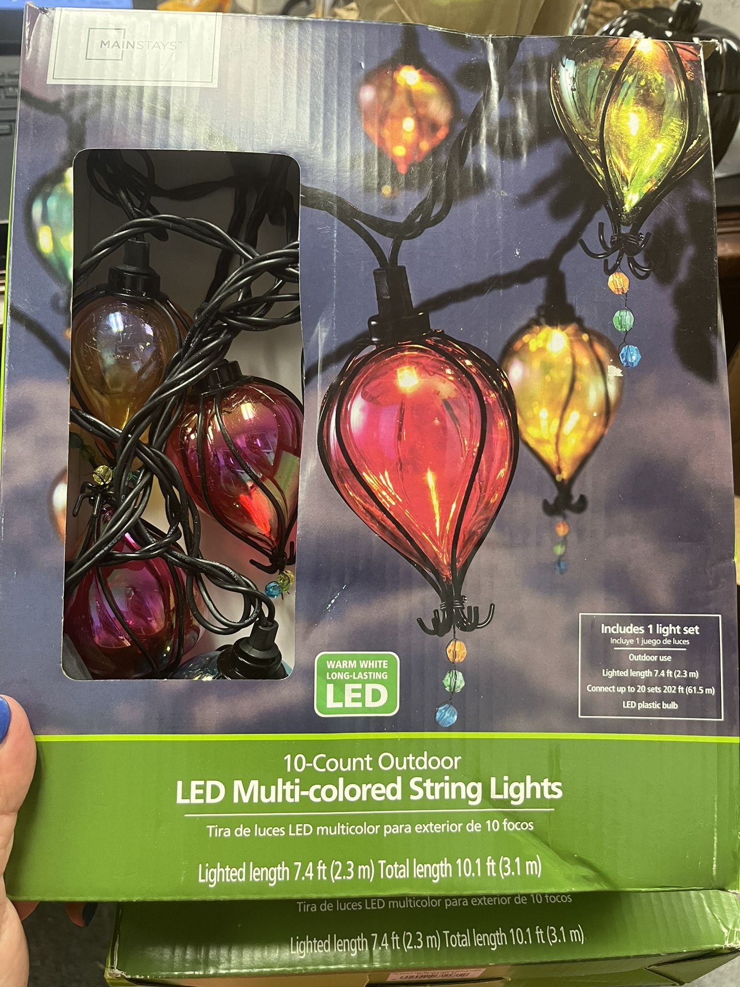 Mainstays 10ct 7.4ft Multi-color Balloon Shape Plastic LED Tear Drop Outdoor String Lights