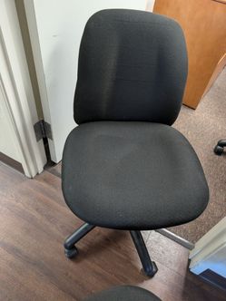 Black Fabric Office Chair No Armrests