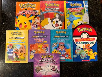 Pokemon Book Lot of 8 Books: Chapter Books, Graphic Novels, Handbooks