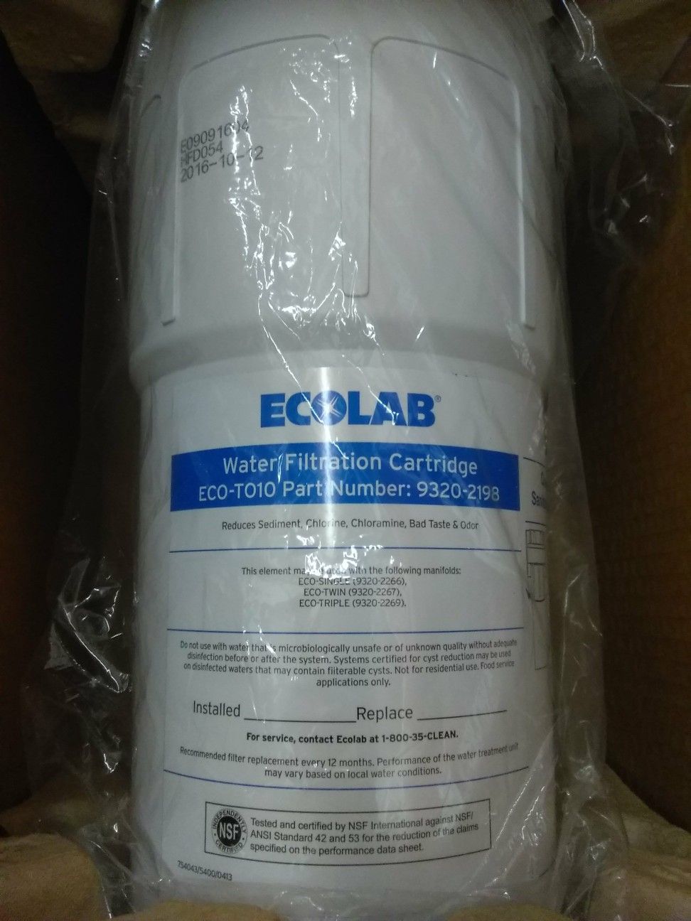 ECOLAB TO10, 9320-2198, MODULAR STYLE FILTER CARTRIDGE, CARBON WATER FILTER
