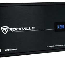 Rockville ATOM P60 Marine/ATV/Car Amplifier, 4800W, 2-Channel, Class-D, Dyno-Certified, Digital Volt Meter, Perfect for Boats, ATVs, and Car Audio