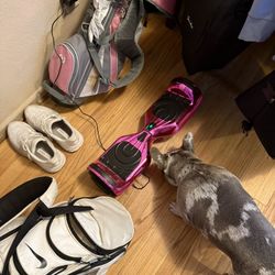 light pink hover board with charger