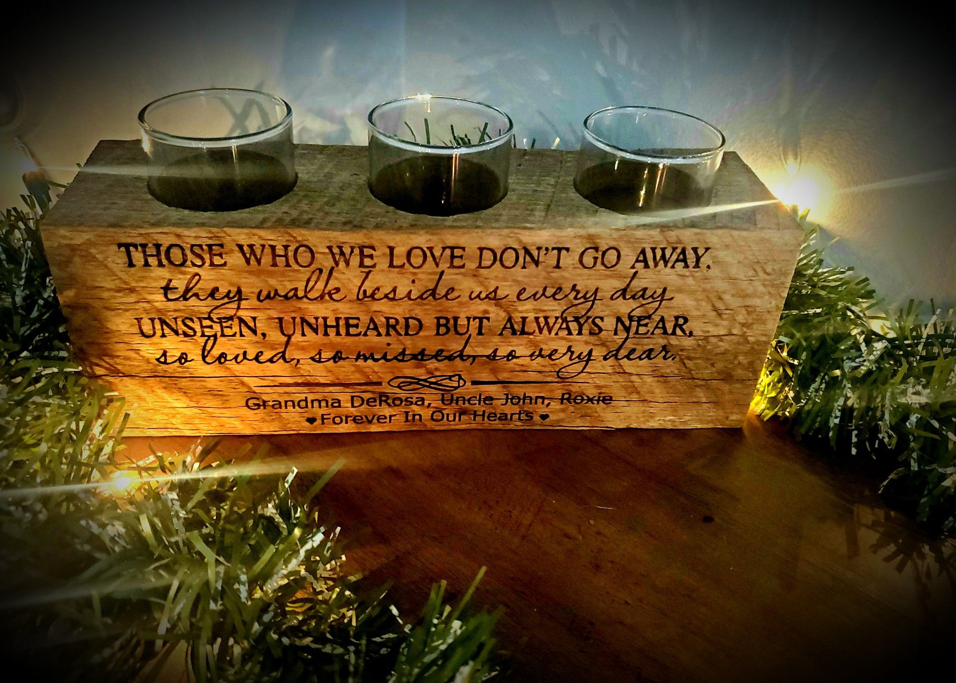 Reclaimed wood personalized candle holder