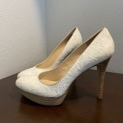 Nine West White Heels 8.5