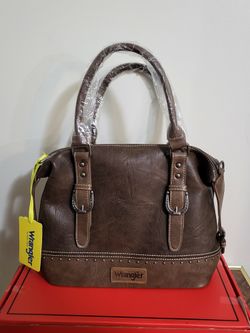 Wrangler Brown, Sliver Buckled, PU Leather, Shoulder/Crossbody Bag 