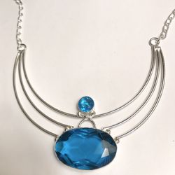 Blue Topaz Stamped 925 Sterling Silver Necklace