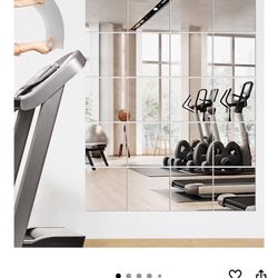 Wall Mirrors Queekay 20 Pcs Home Gym Mirrors 12'' x 12'' Mirror Tiles Self Adhesive 