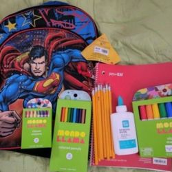 New Little Boys Superman Backpack School Bag Mochilla De Nino Nueva Para La Escuela 