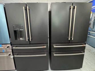 Café black matte 4-Door refrigerator with one year manufacturer warranty