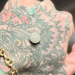 Beautiful 🤩!! White Sapphire + Silver Pendant With Diamondcut / Fancy Silver Mini Rope Chain Necklace  !