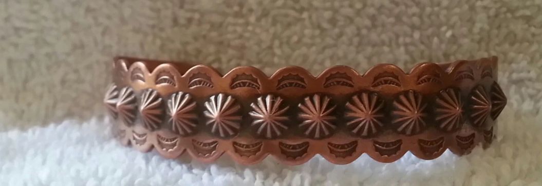 Vintage Southwestern Native America. Solid Copper Cuff Bracelet 