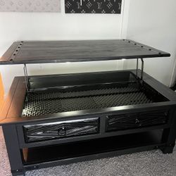 Matte And Gloss Black Hidden Storage Table