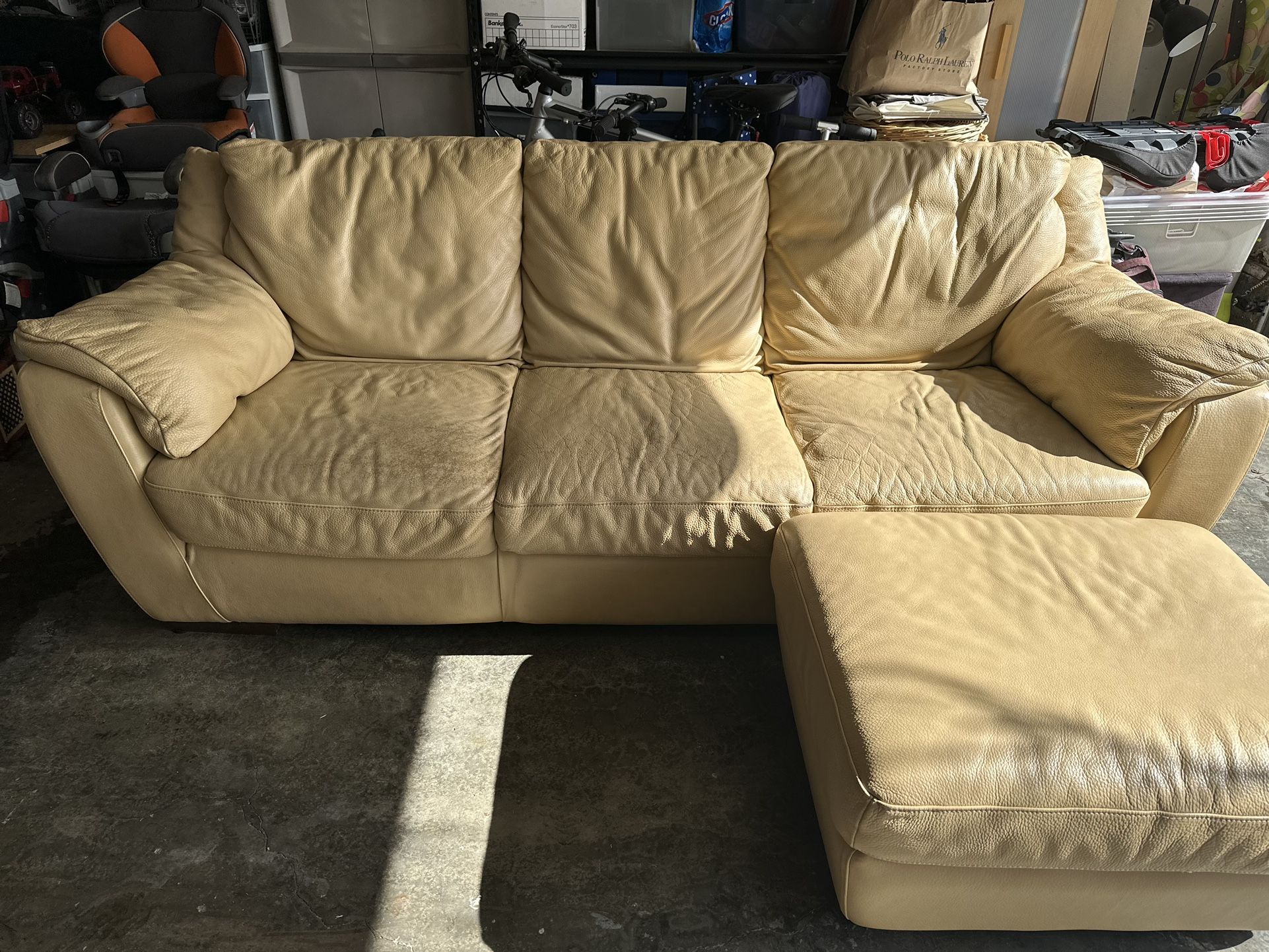 Leather Sofa And Ottoman