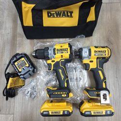 NEW DeWalt 20V XR Brushless Drill & XR Brushless 3-Speed Impact Driver Combo Kit With Bag