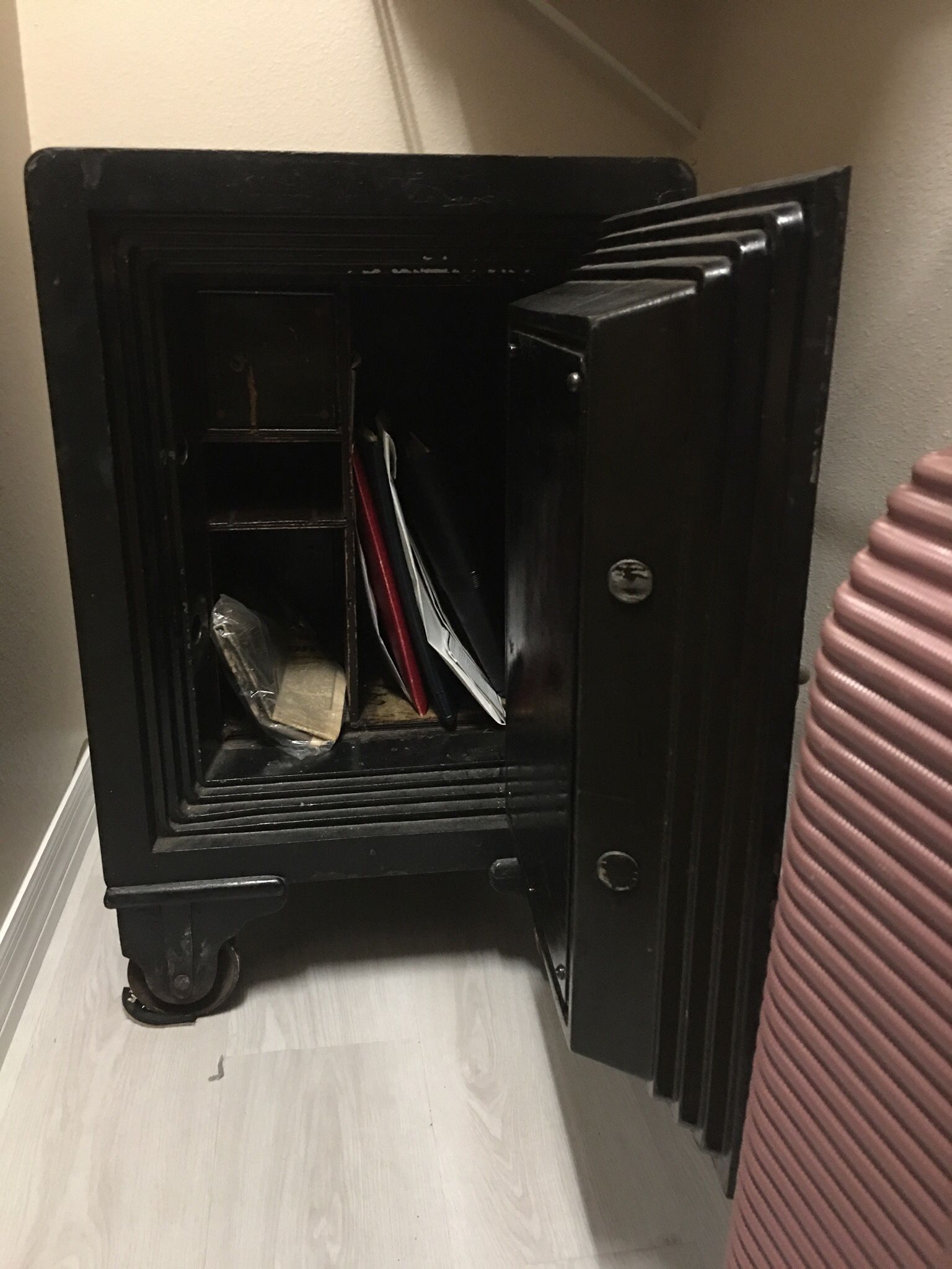 Antique Combination, Safe Fireproof , On wheels 700 pound roll it away