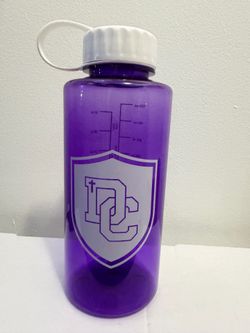 32 oz BPA-Free Plastic Water Bottle, Screw-On Lid, Carry Loop, Purple/White