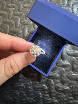 5ct moissanite diamond s925 sterling silver Engagement Ring with wedding band size 5