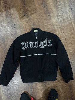 YoungLA black bomber jacket with white accents Size S