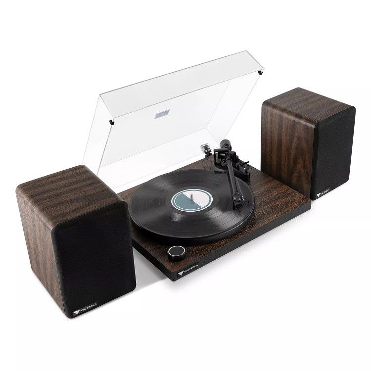 Victrola Premiere T1 Turntable System, Brown
