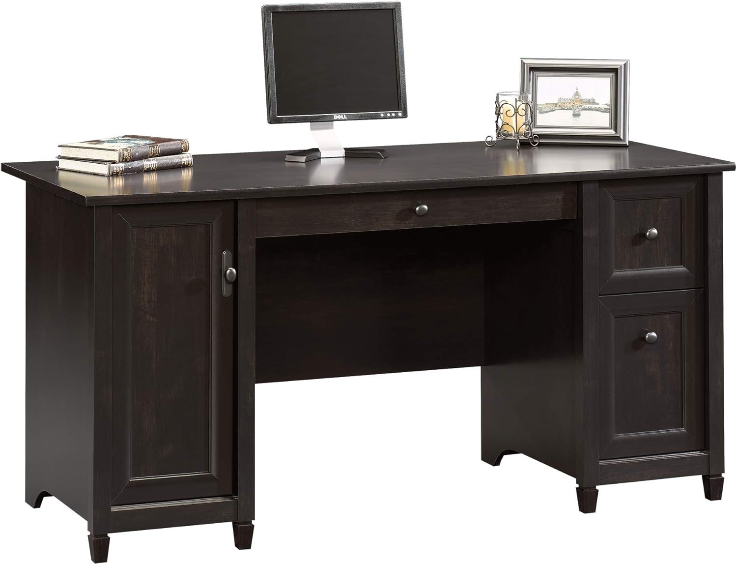 B-48 Sauder Edge Water Computer Desk, L, Estate Black finish