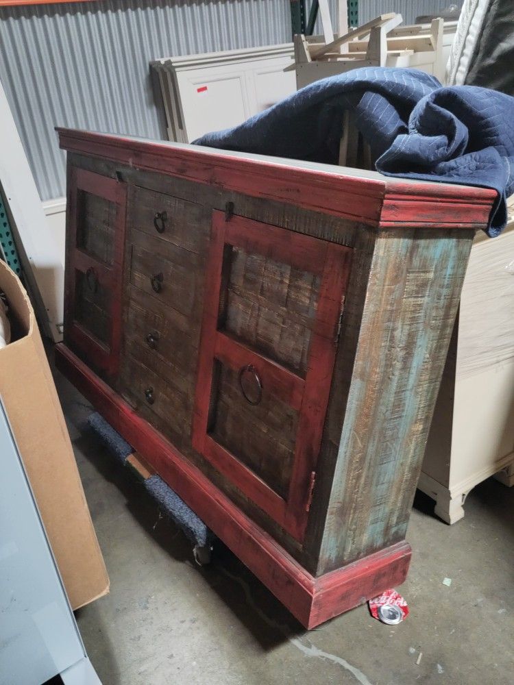 Rustic New Hutch Cabinet Custom Solid Wood Colonial Barn Usa Chic Shabby Rare