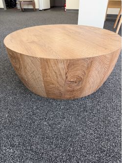 Round Coffee Tables for Living Room Small Modern Drum Coffee Table Rustic Farmhouse Wood Cicle Center Table Assembled 29" 5
