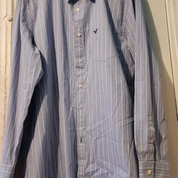 Vintage American Eagle Outfitters Fit Long Sleeve Striped Button-Front Shirt