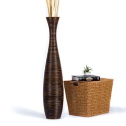  Leewadee Large Brown Home Decor Floor Vase – Wooden 43 inches Tall