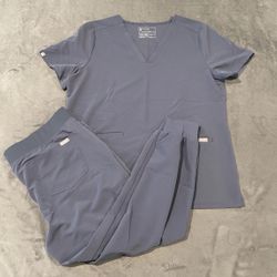 FIGS Scrub Set XL Gray Casma Top Zamora Jogger XL Petite Pants