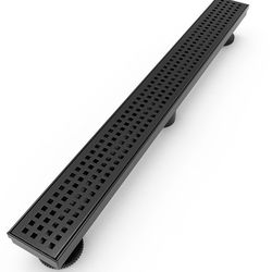 WEBANG 48in Linear Drain Matte Black With Grate Open Box Like New Appears To All Be Here And Looks New 