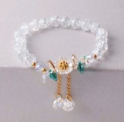 1Pcs Chic Camellia Glass Bead Bracelet