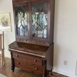 Antique Secretare Desk And Bookcase 