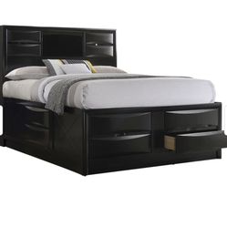 King Sz Bed Frame/With Dressers/ Storage  Space On Headboard 