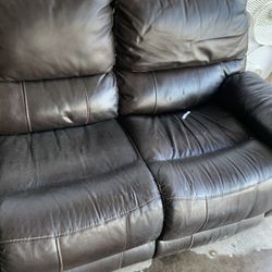 Black And Brown Sofa Couch Recliners Three Seat Household Item