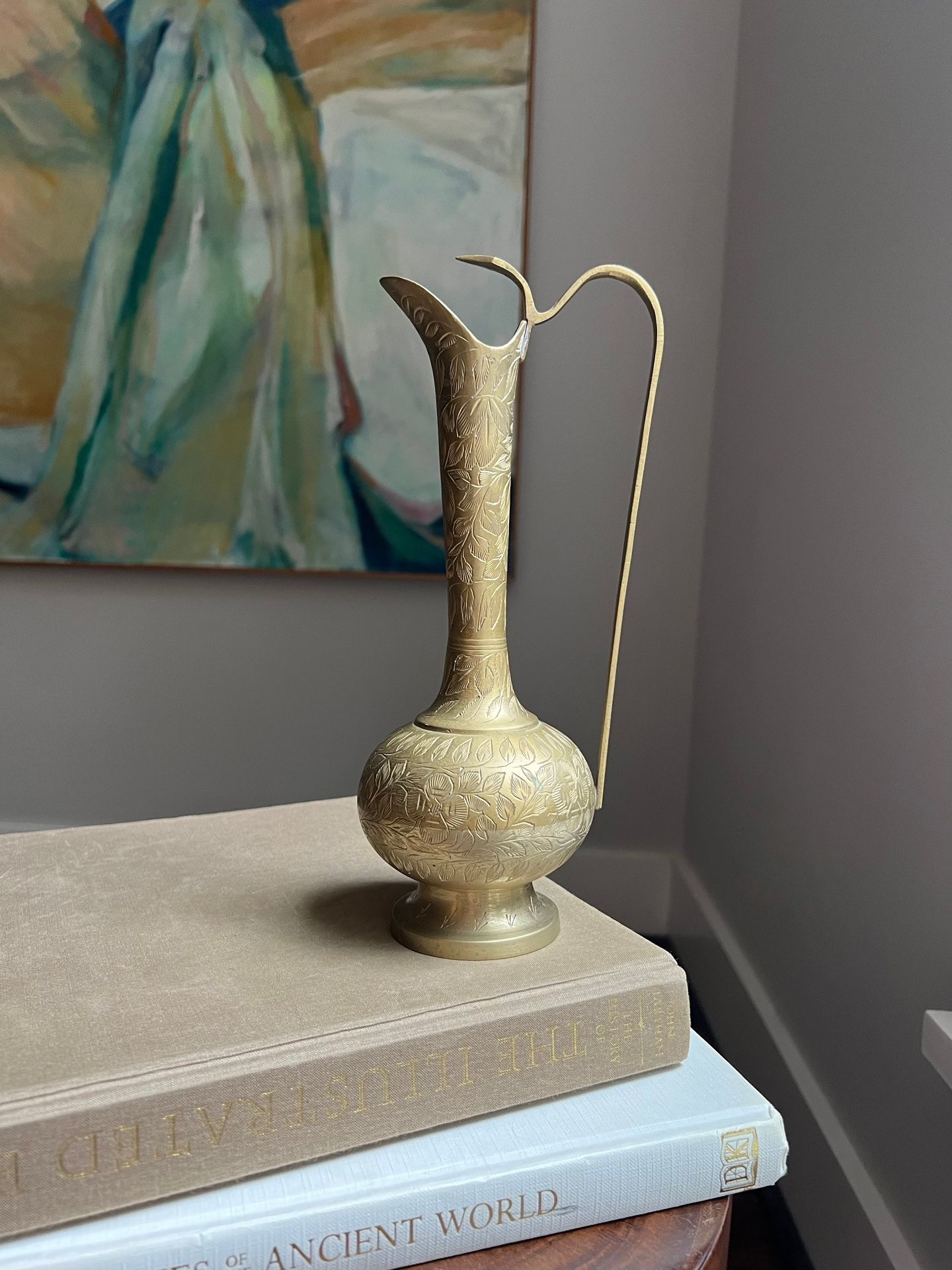 Vintage Solid Brass Accent Vase ( H10” ) firm in price