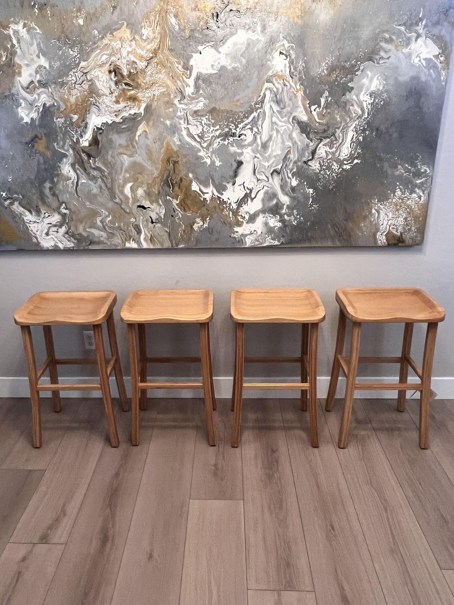 NEW-4 HIGH END- 30” Bamboo Greenington Tulip Caramelized Bar Height Stools