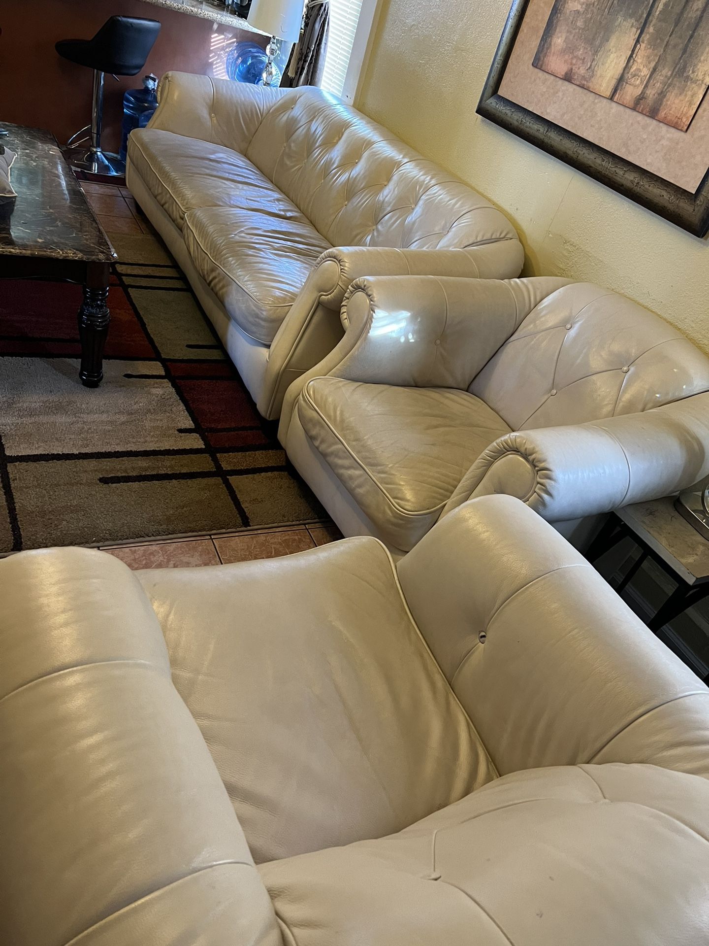  White Original Leather Sofa 