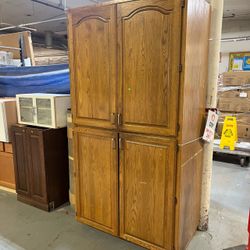 (In Store) Huge Tall Oak Pantry Cabinet