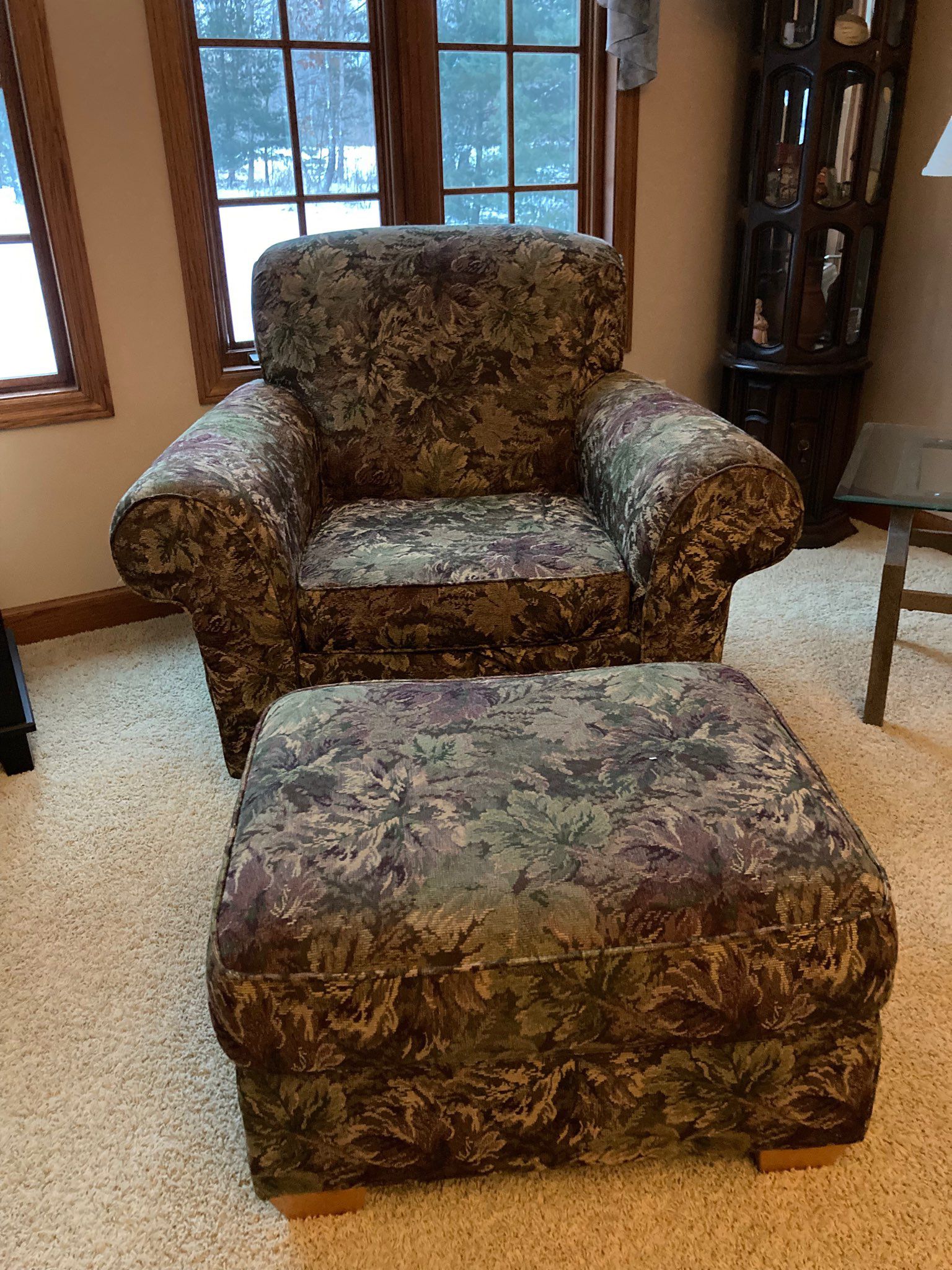 Large Comfortable Chair With Ottoman  
