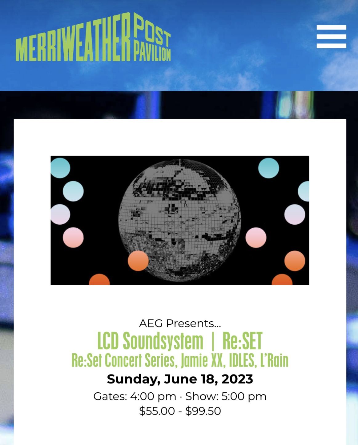 6/18: LCD Soundsystem | Re:set (1) Ticket at Merriweather