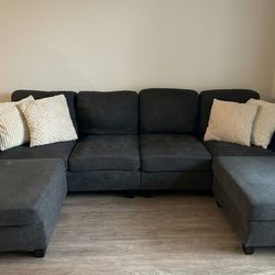 Huge Modular Sectional + 2 Ottomans | Charcoal Grey | Like New