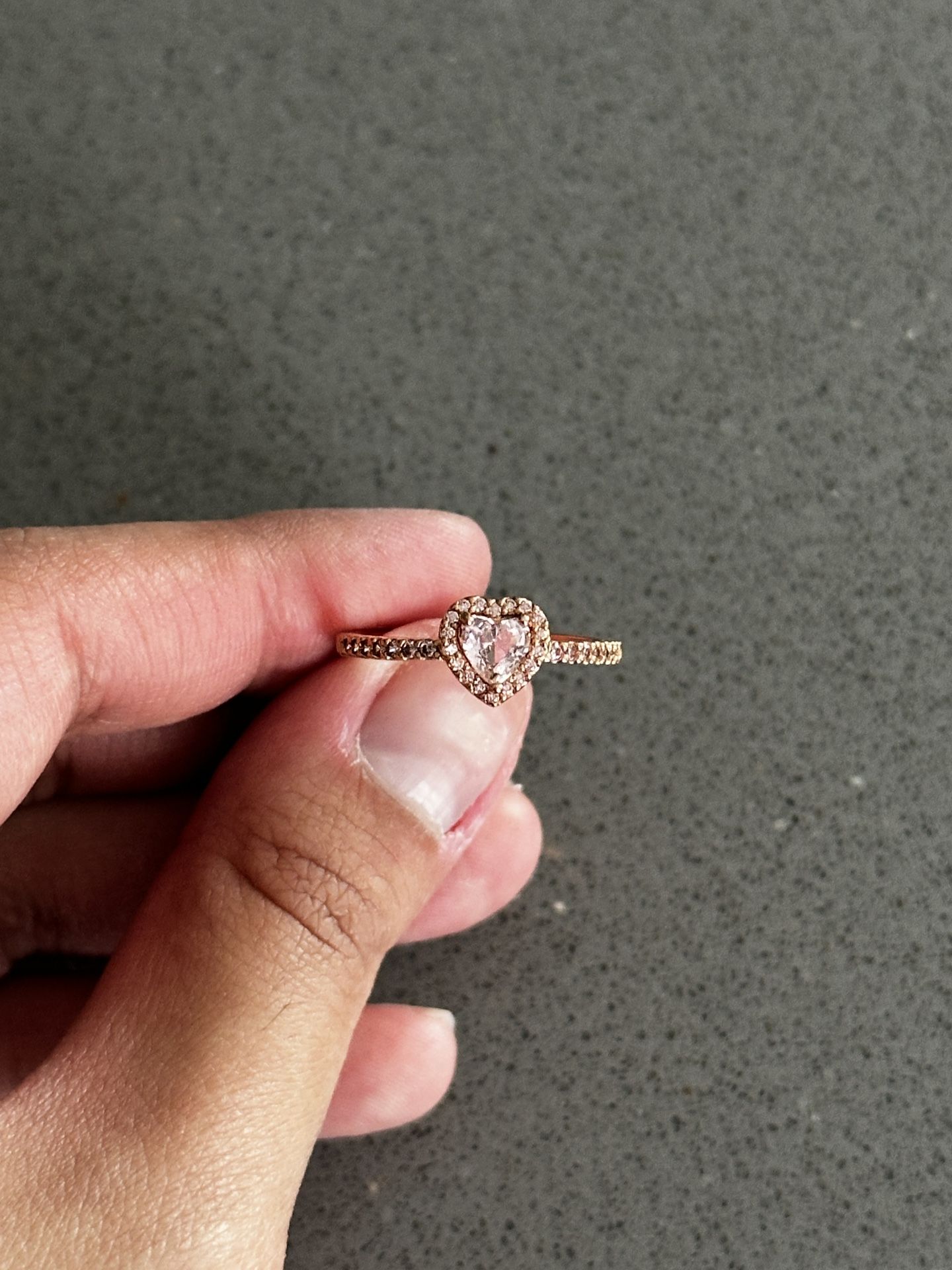 Pandora Sparkling Elevated Heart Ring 14k Rose Gold Plating
